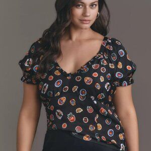 Maeve Anthropologie Puff Sleeve Culinary Media Blouse Womens Sz XL Msrp $88